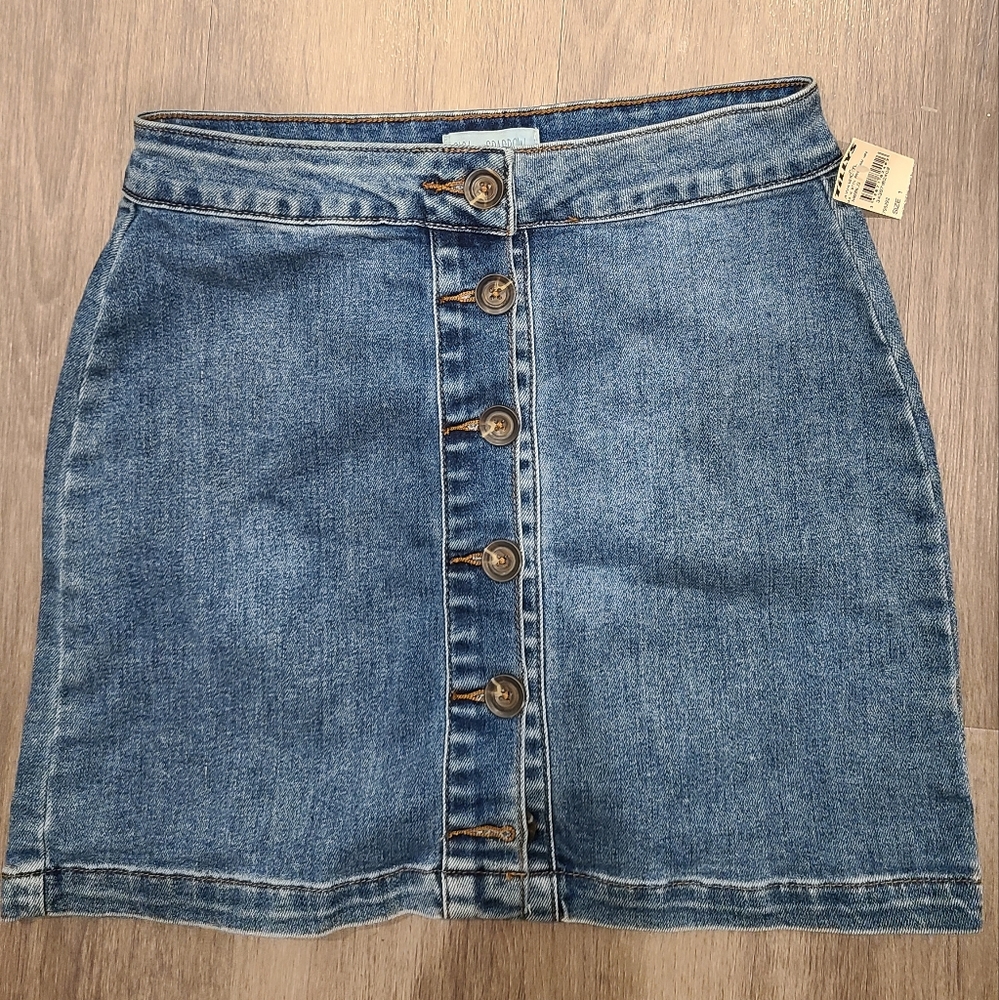 Denim Front Button Skirt